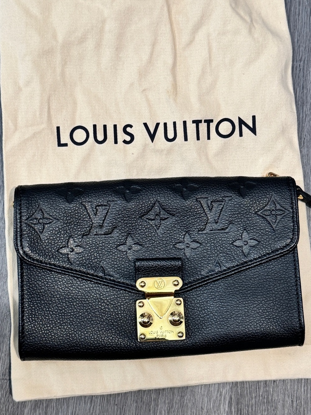 Louis Vuitton Black Empreinte Leather Wallet on Chain